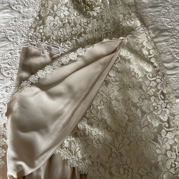 LORRIE KABALA Collectable Vintage Cream Lace Beaded Draped Victorian Dress, Sz 8 - Picture 16 of 16